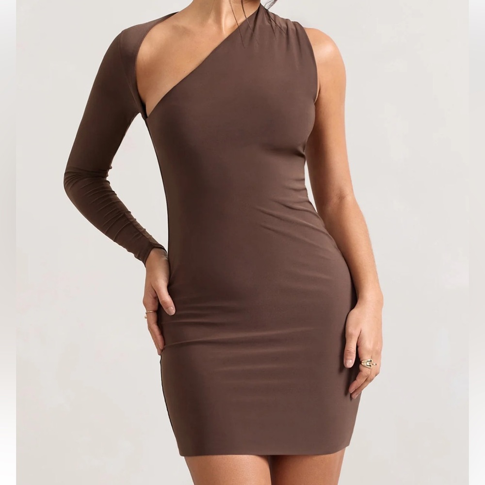 Club London siren mini dress in chocolate